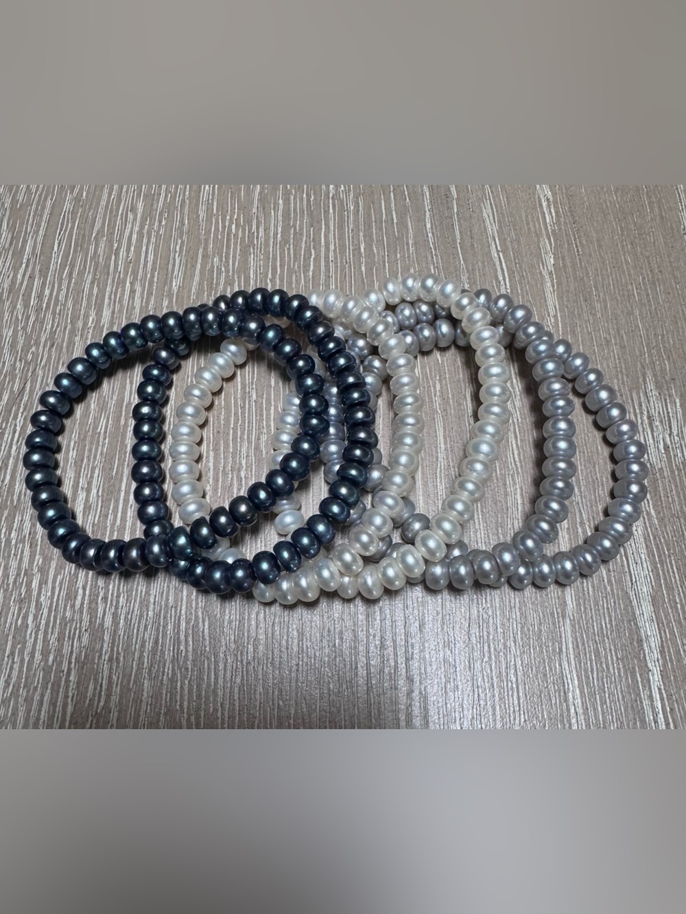 Honors Freshwater Pearl Stretch Bracelets - Black, White and Gray